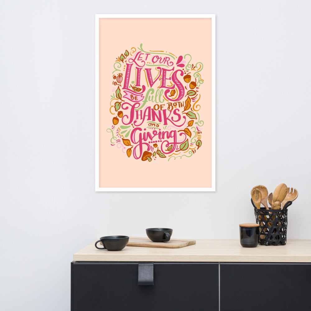 Thanksgiving Quote Lettering Framed Photo Paper Poster