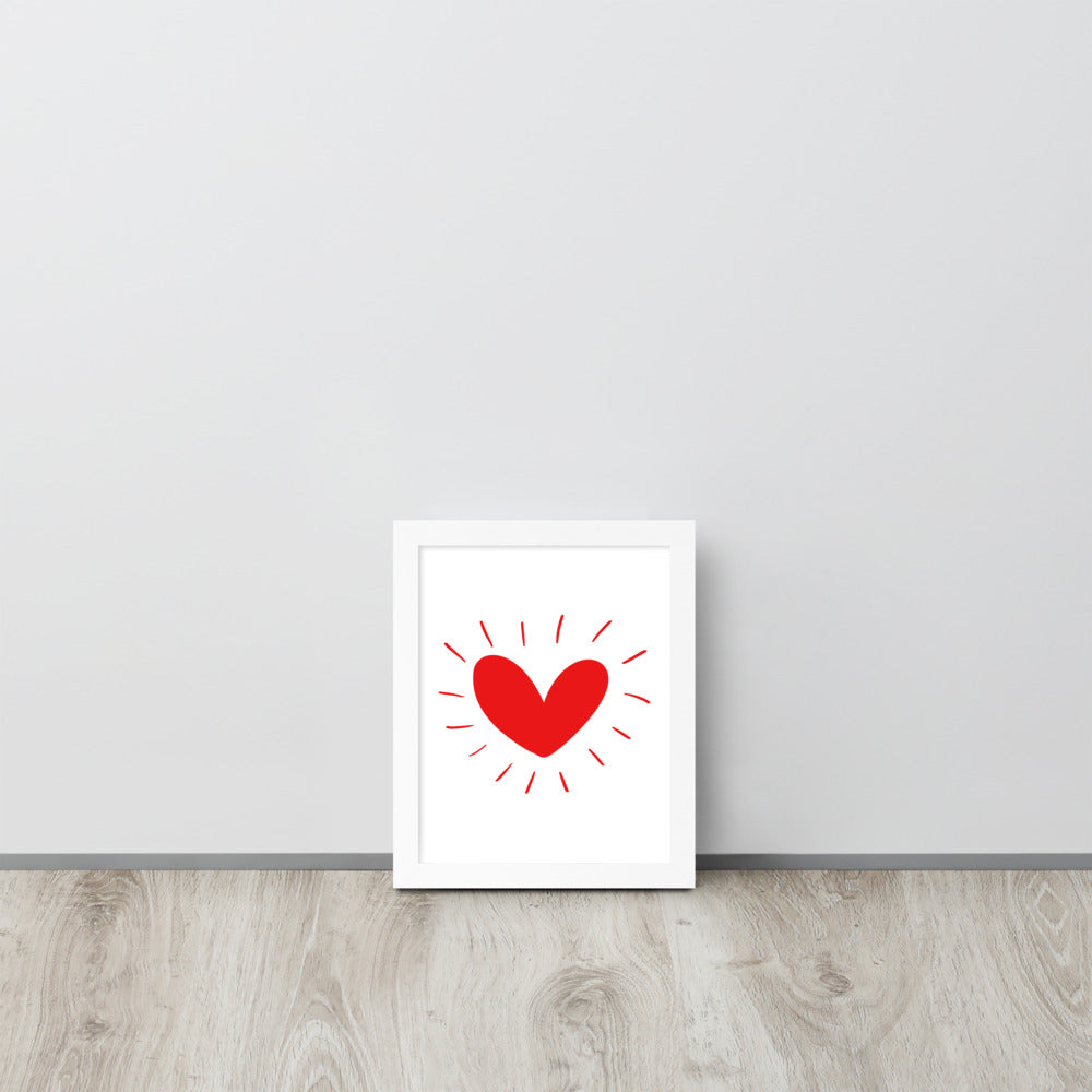 Hand Drawn Scandinavian Heart Framed Photo Paper Poster