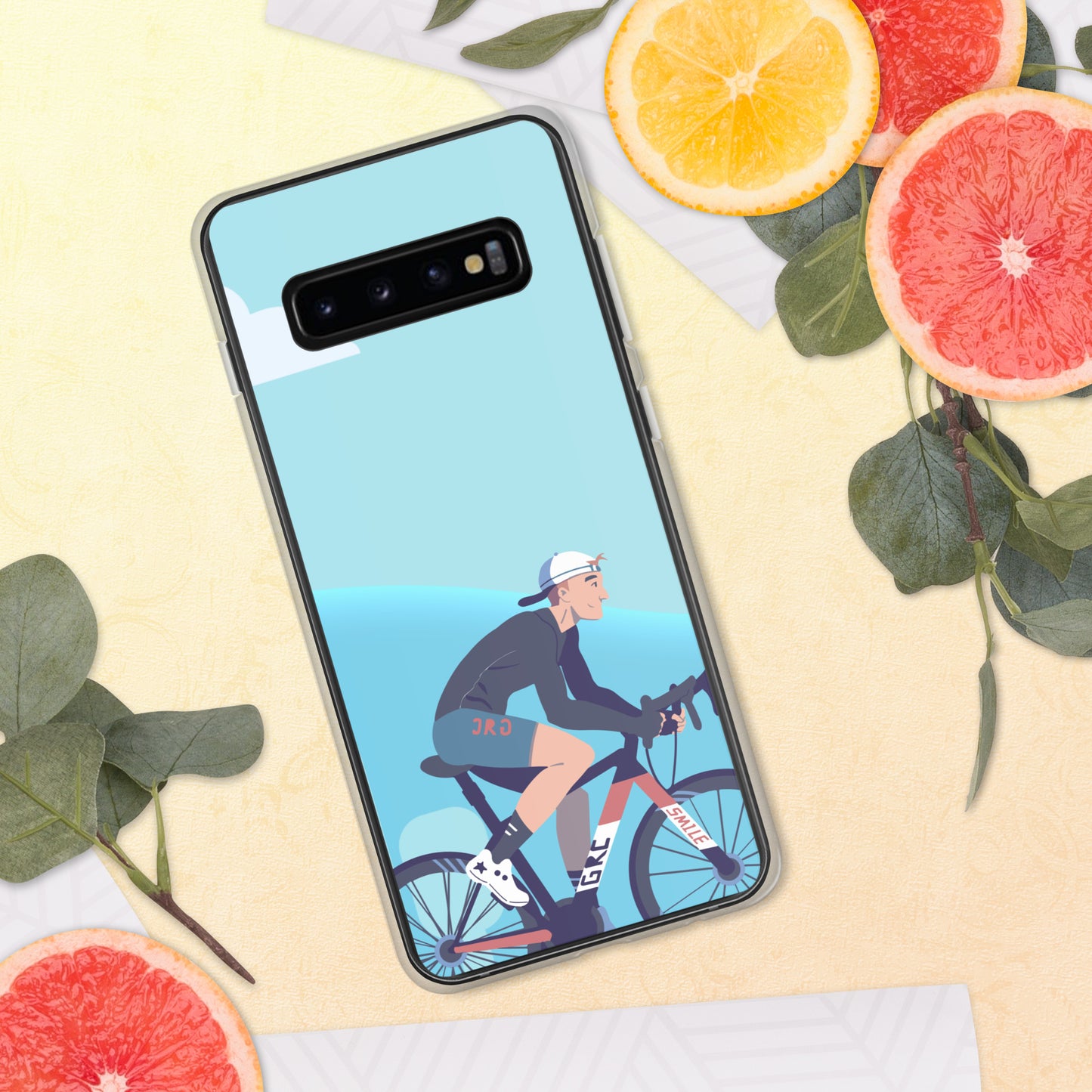 Sky Blue Illustrated Cyclist Samsung Case