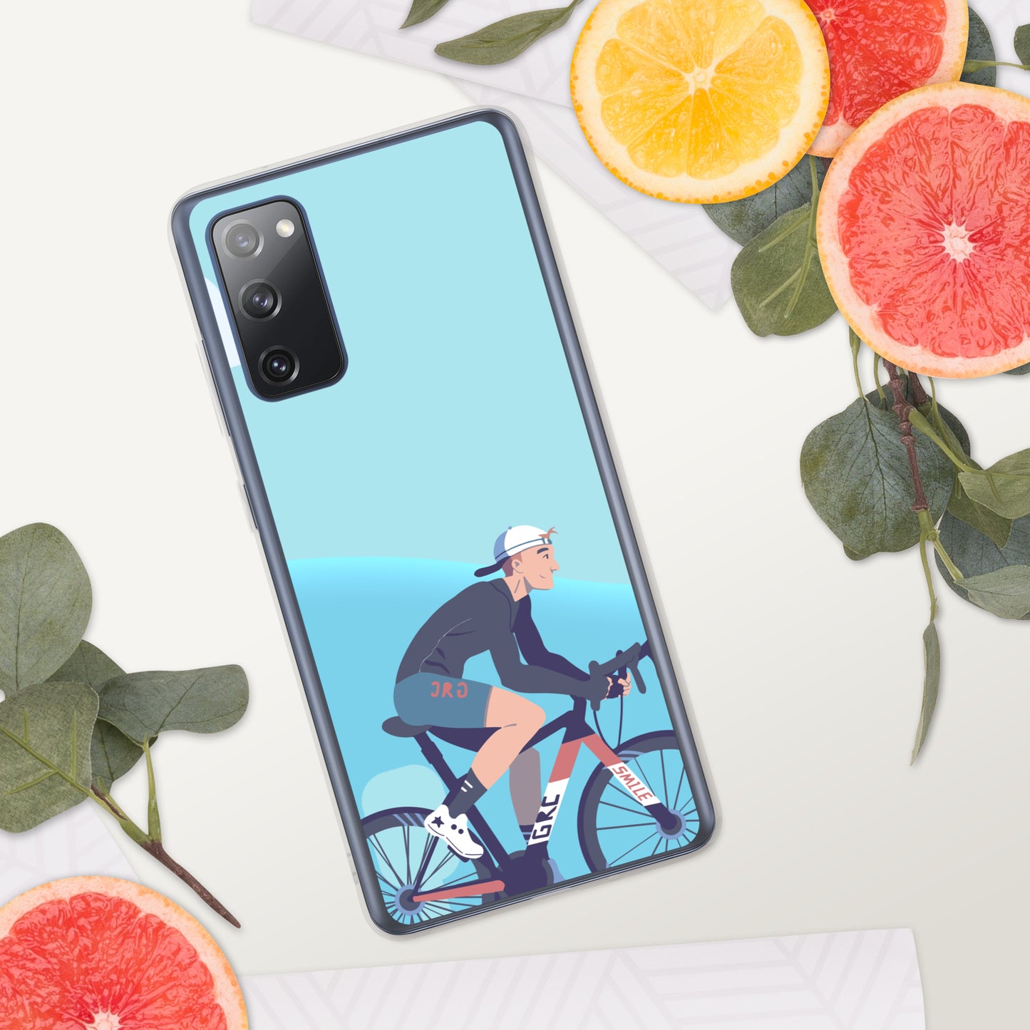 Sky Blue Illustrated Cyclist Samsung Case