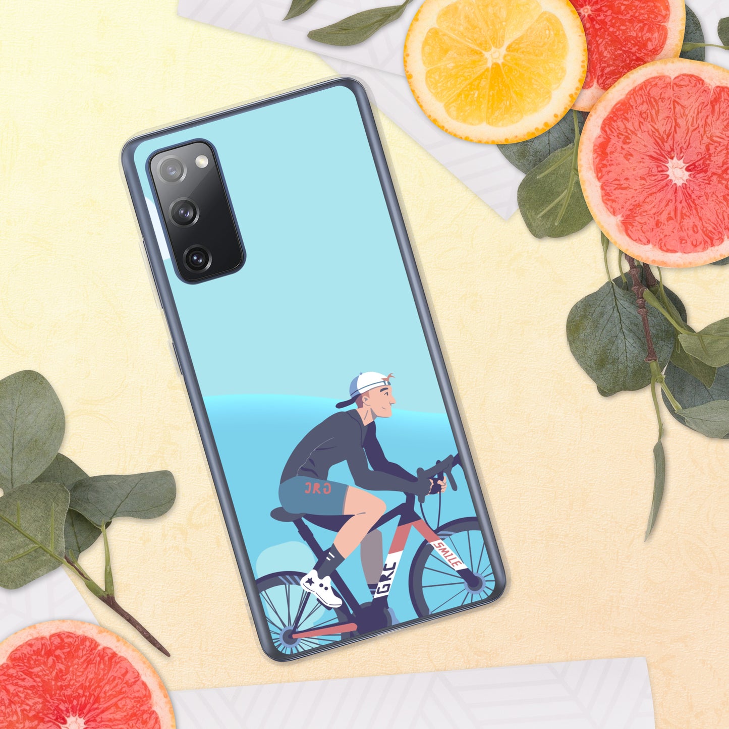 Sky Blue Illustrated Cyclist Samsung Case