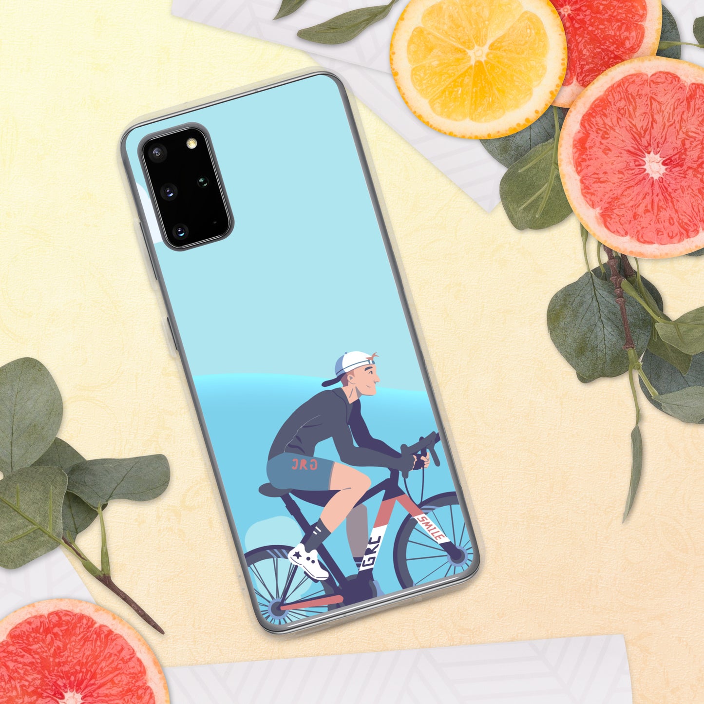 Sky Blue Illustrated Cyclist Samsung Case