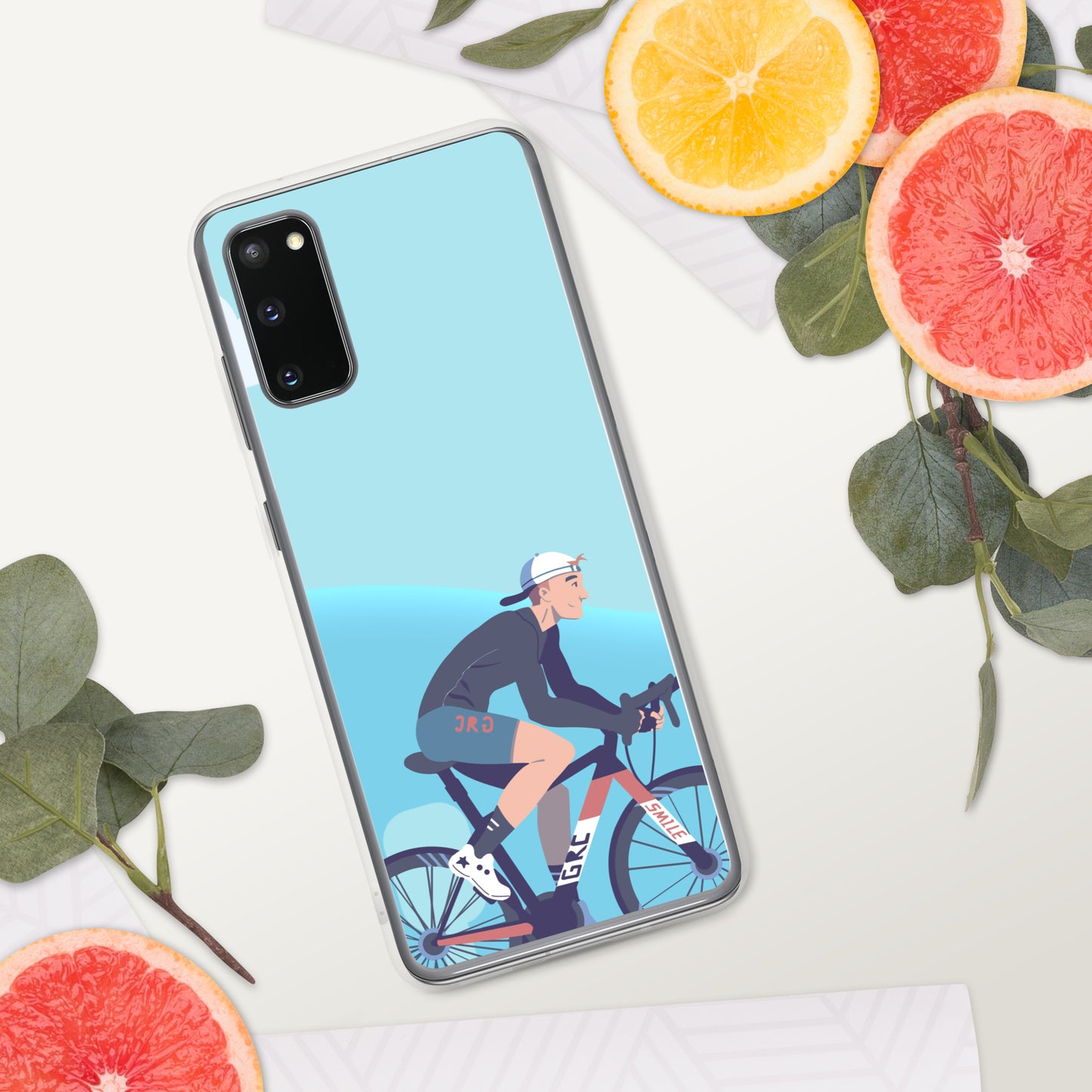Sky Blue Illustrated Cyclist Samsung Case