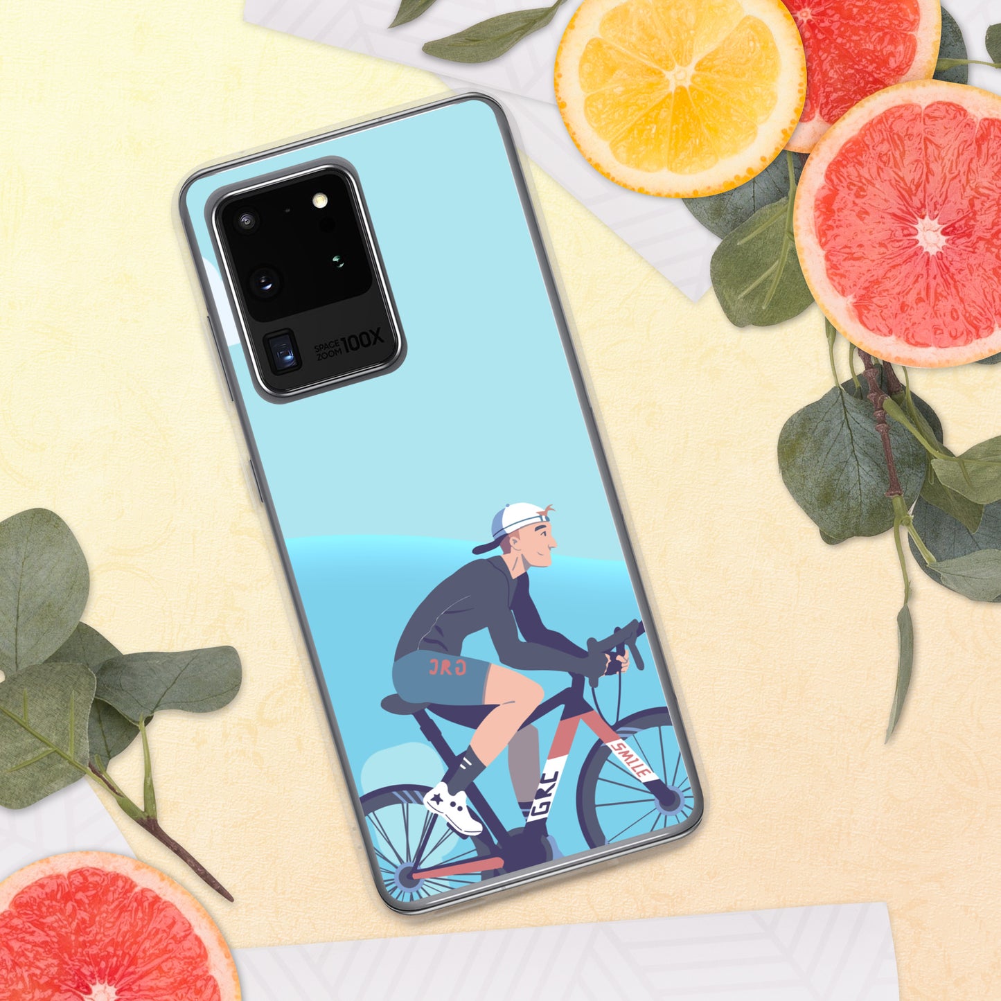 Sky Blue Illustrated Cyclist Samsung Case