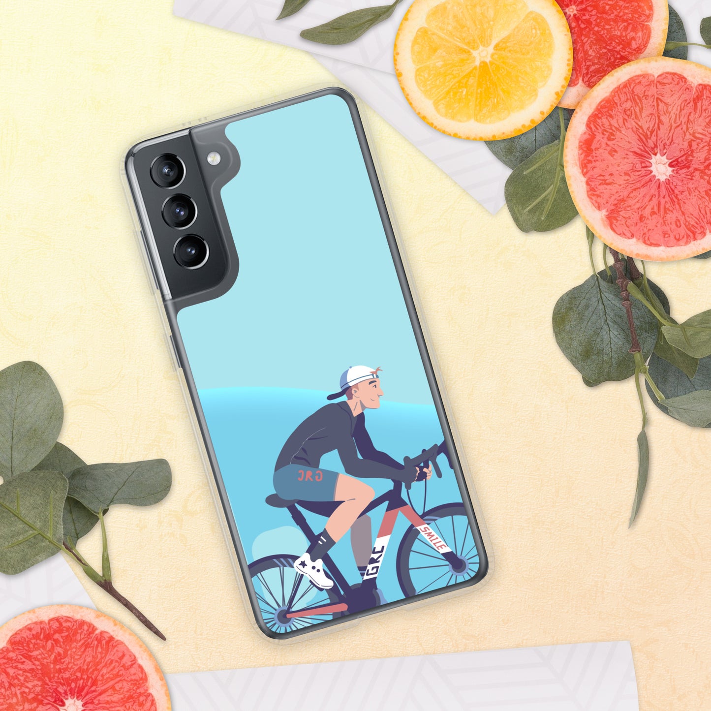 Sky Blue Illustrated Cyclist Samsung Case