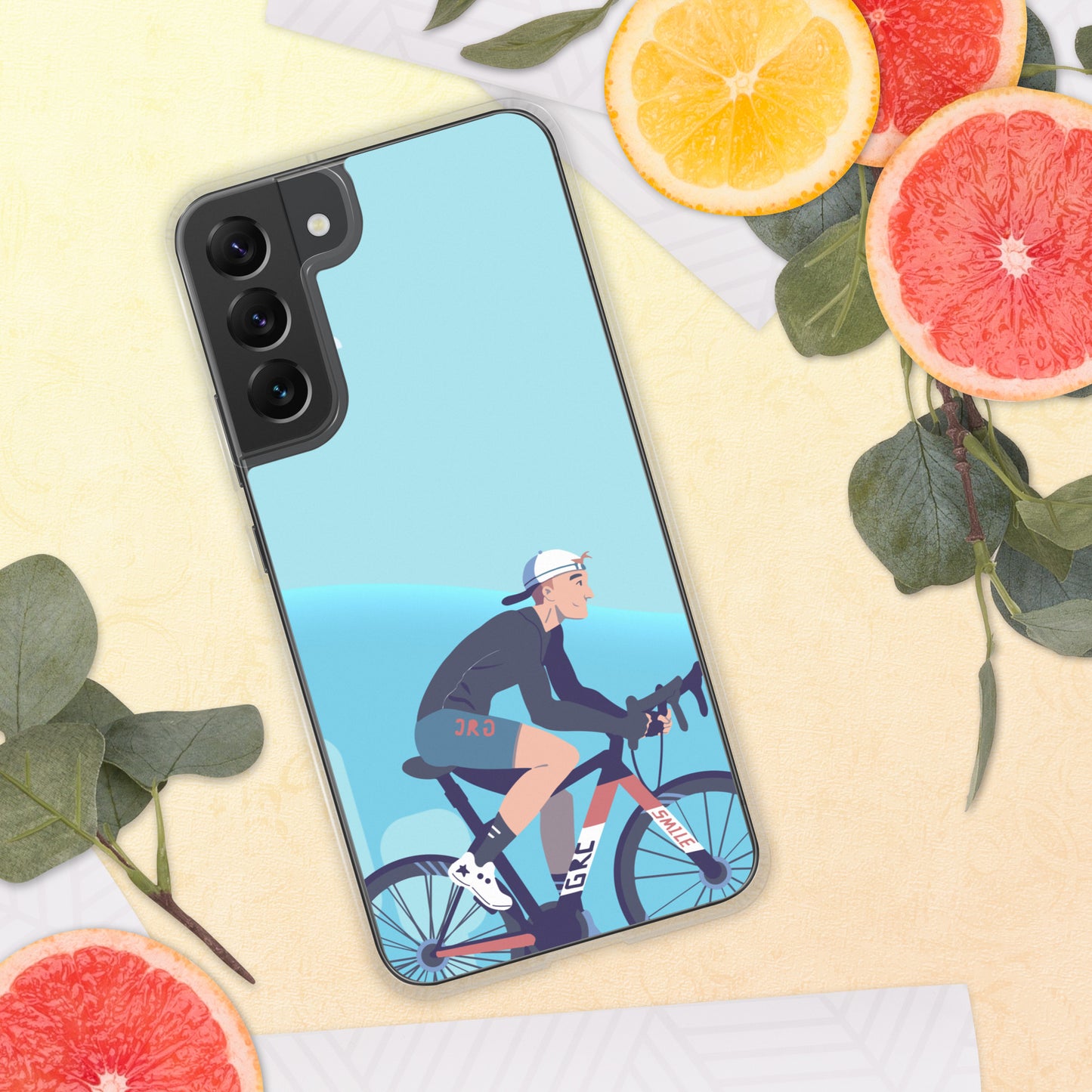 Sky Blue Illustrated Cyclist Samsung Case