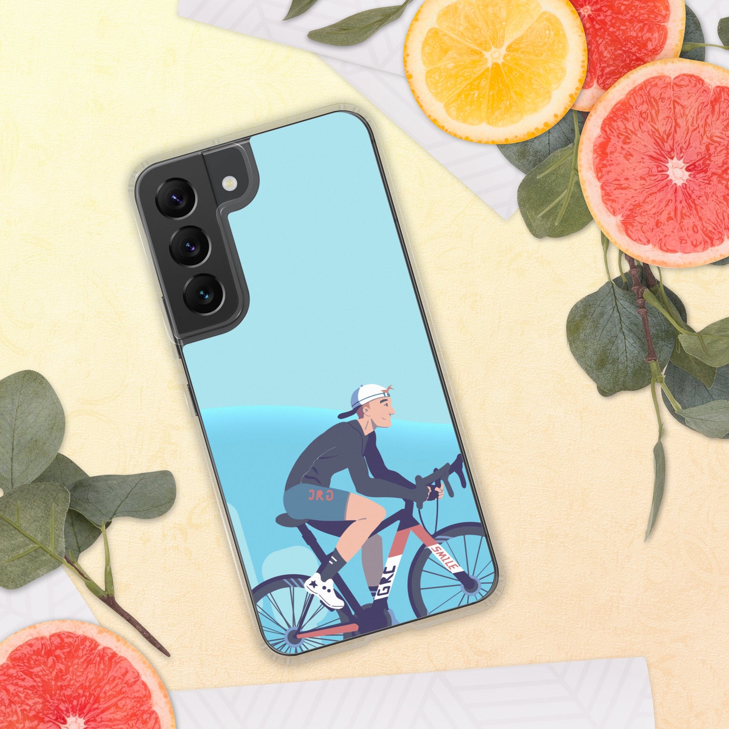 Sky Blue Illustrated Cyclist Samsung Case