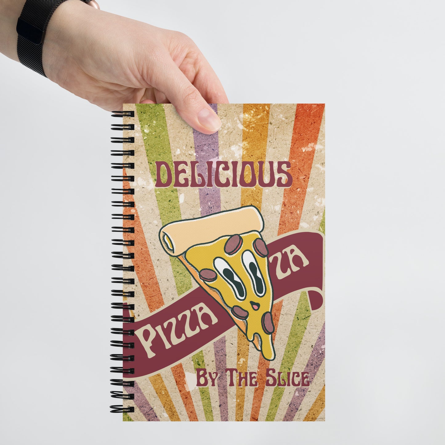 Delicious Food Pizza Dotted Spiral Notebook