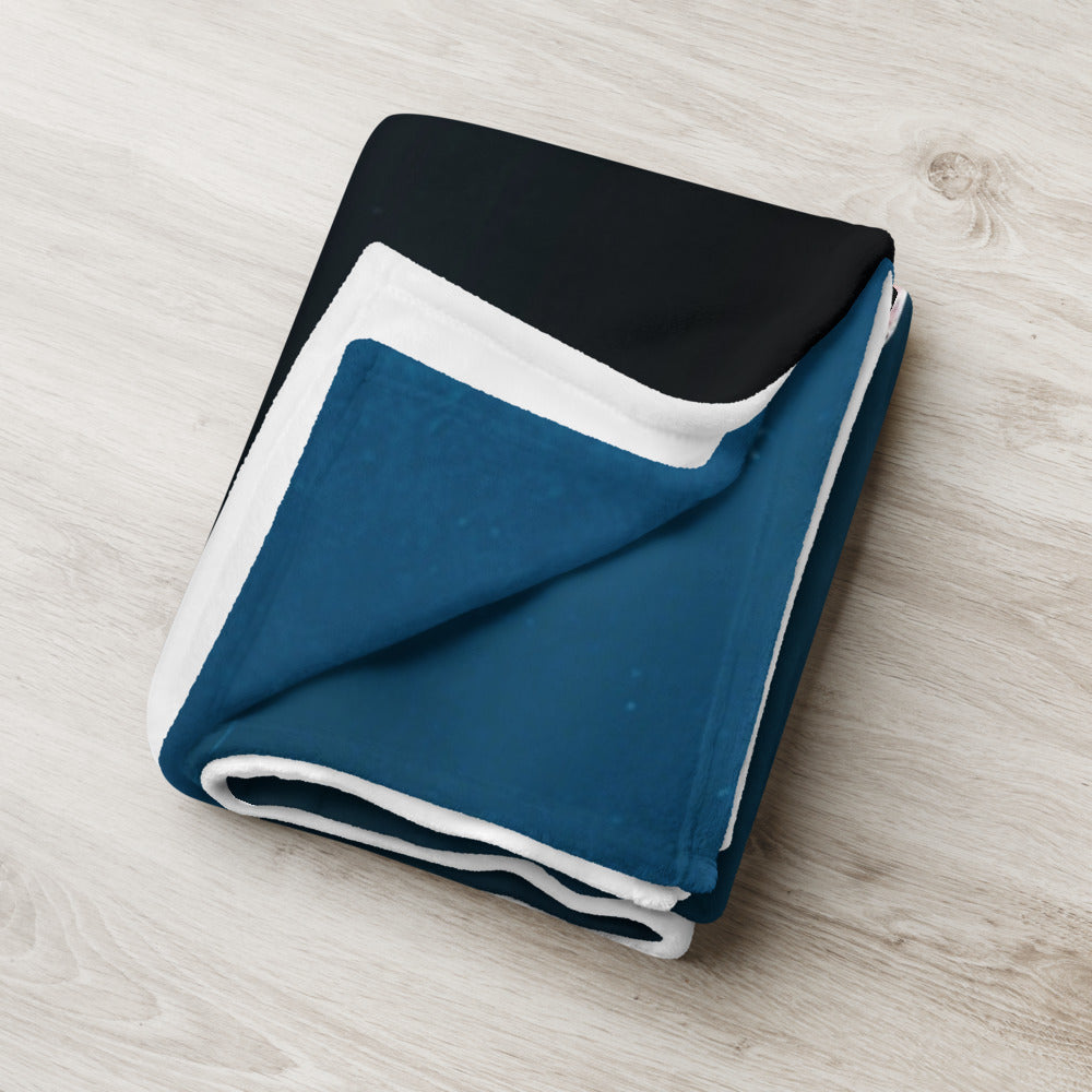 Throw Blanket for Couch. Turtle Swimming in Navy Water!