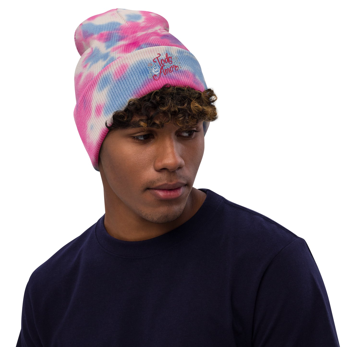 Unisex Embroidered Tie-dye Beanie Mexican Quote Spanish Hand Lettering Todo mi Amor