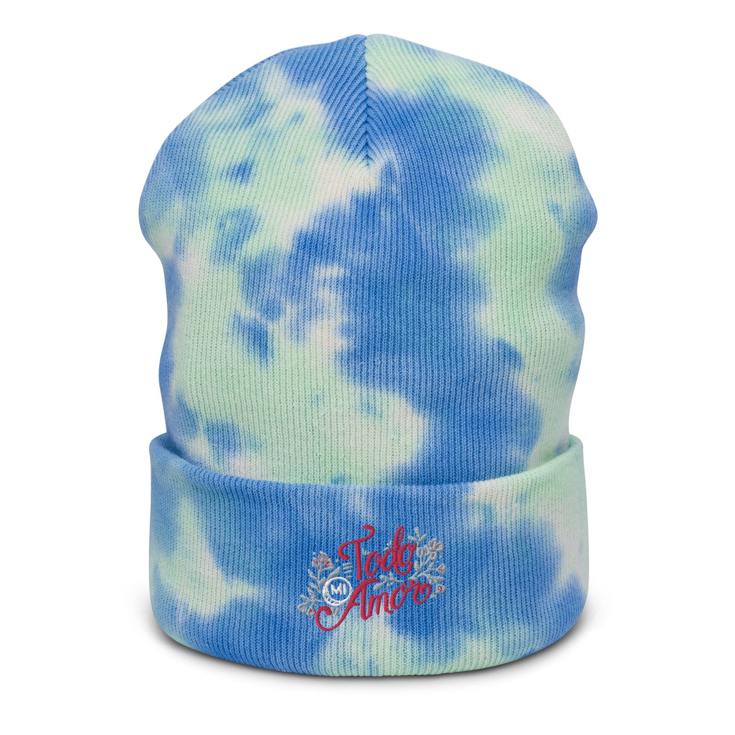 Unisex Embroidered Tie-dye Beanie Mexican Quote Spanish Hand Lettering Todo mi Amor