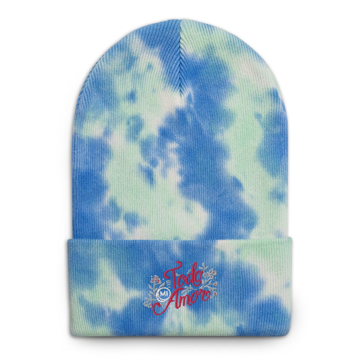Unisex Embroidered Tie-dye Beanie Mexican Quote Spanish Hand Lettering Todo mi Amor