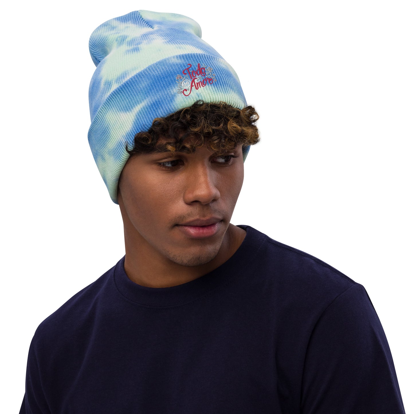 Unisex Embroidered Tie-dye Beanie Mexican Quote Spanish Hand Lettering Todo mi Amor