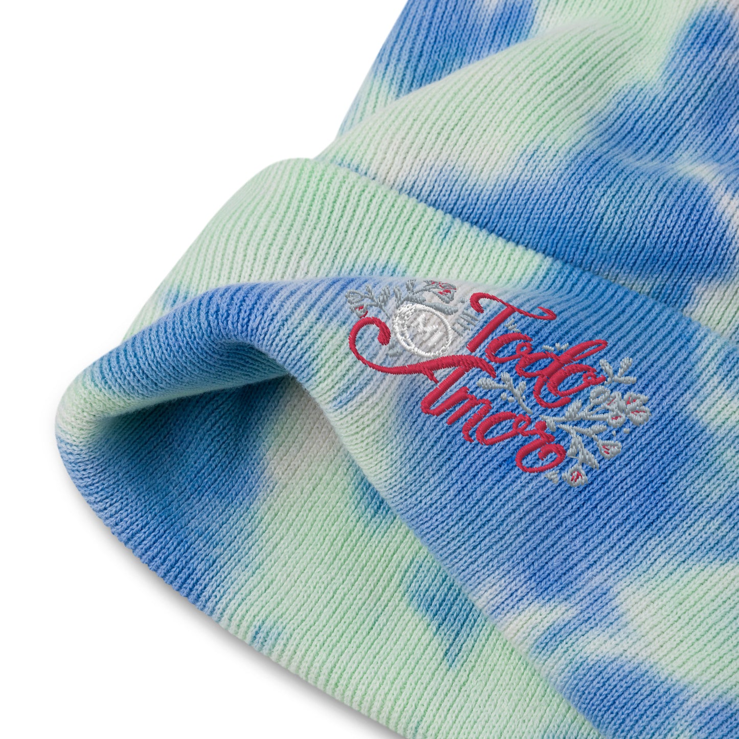 Unisex Embroidered Tie-dye Beanie Mexican Quote Spanish Hand Lettering Todo mi Amor