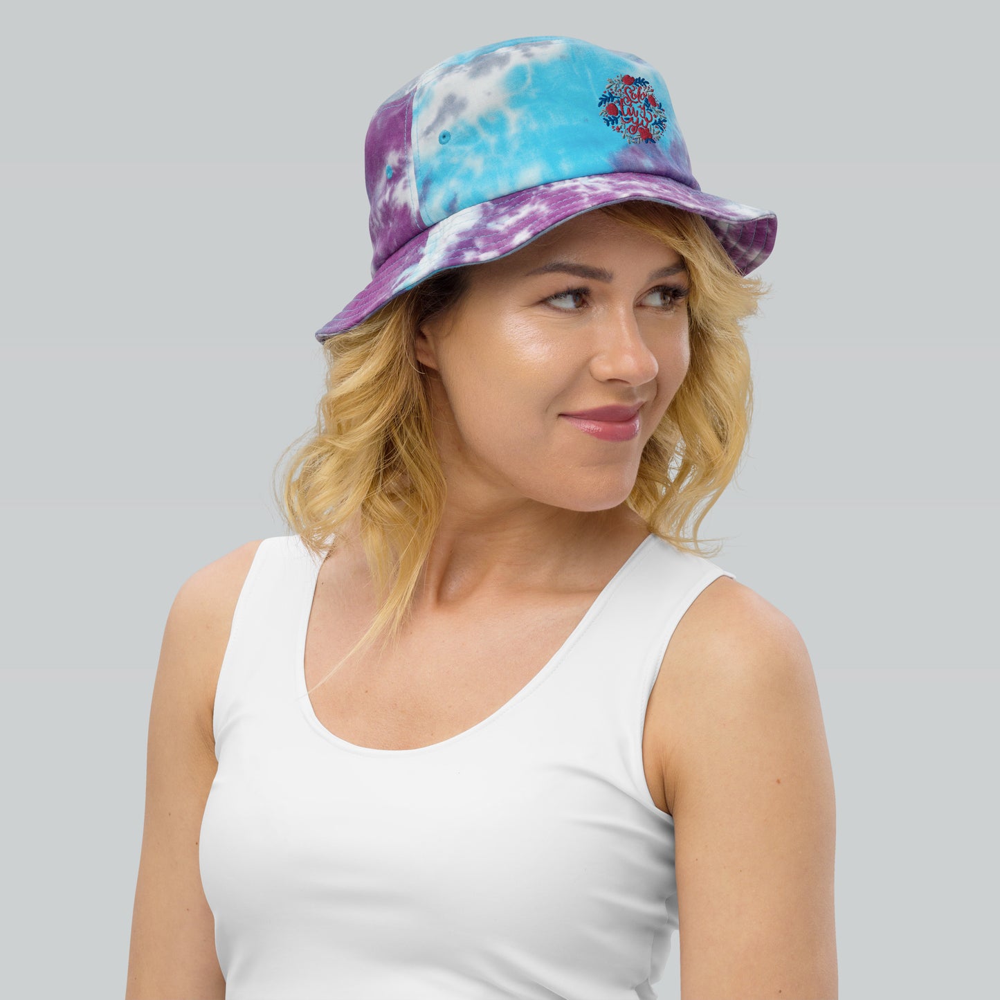 Unisex Embroidered Tie-Dye Bucket Hat Mexican Quote Hand Lettering Solo Tu y Yo