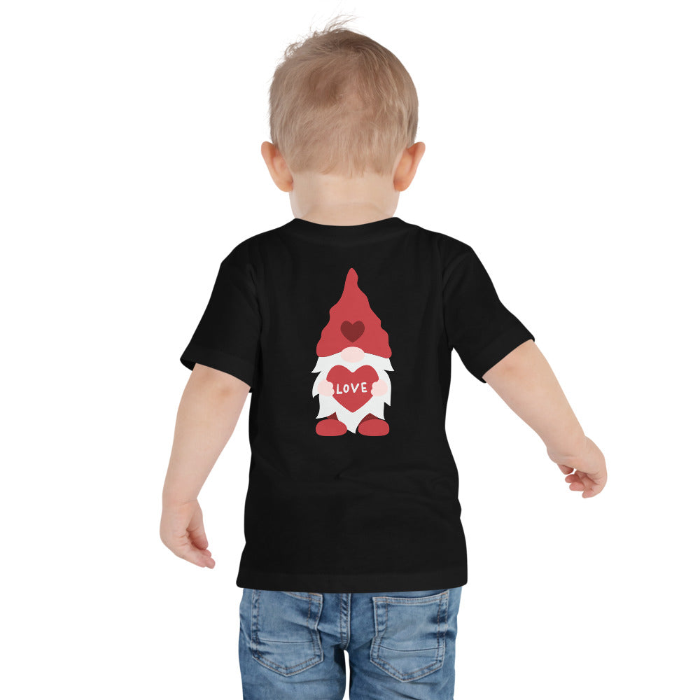 Shop our Cute and Cozy Gnome Love Toddler T-Shirt - Short Sleeve from Raining Gifts Design. Adorable gnome design for your little one's everyday wear.