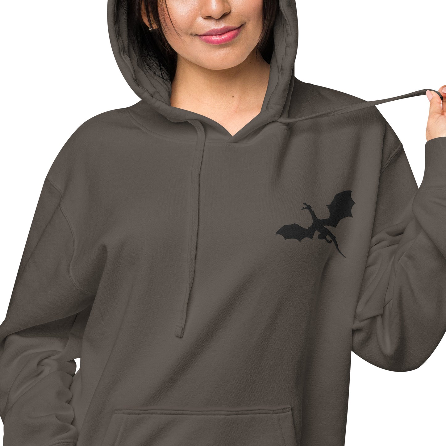 Unisex Embroidered Pigment Dyed Hoodie Dragon