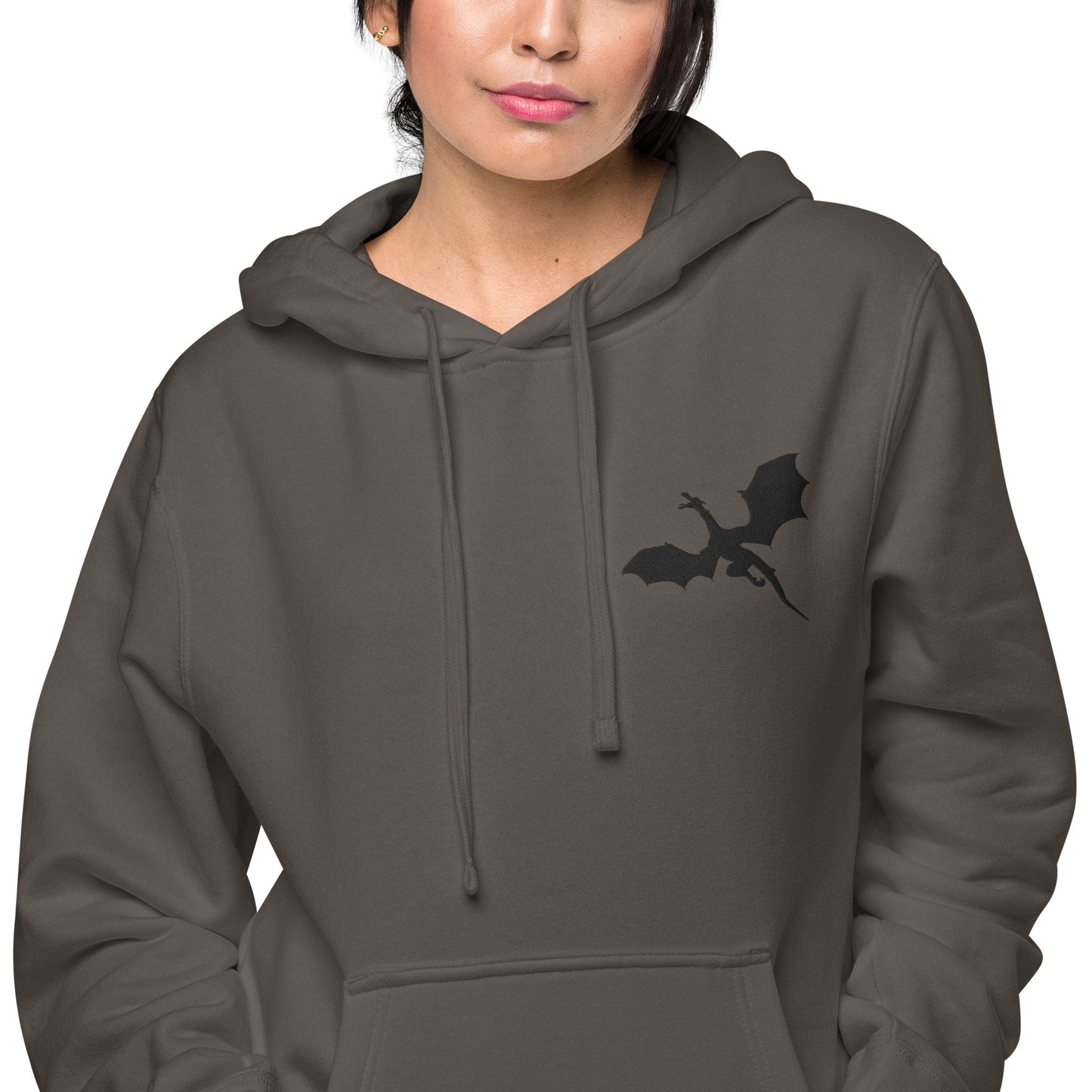 Unisex Embroidered Pigment Dyed Hoodie Dragon