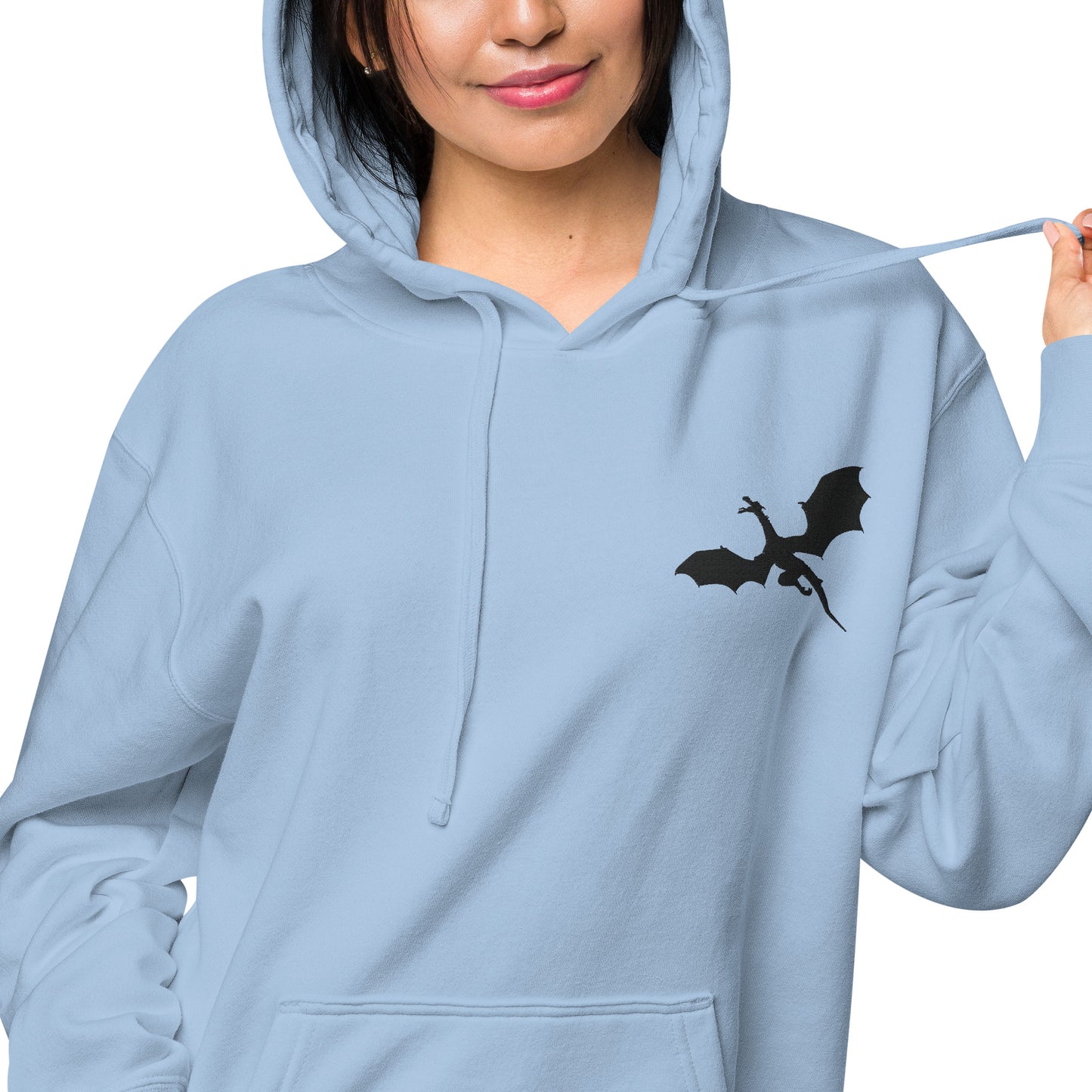 Unisex Embroidered Pigment Dyed Hoodie Dragon