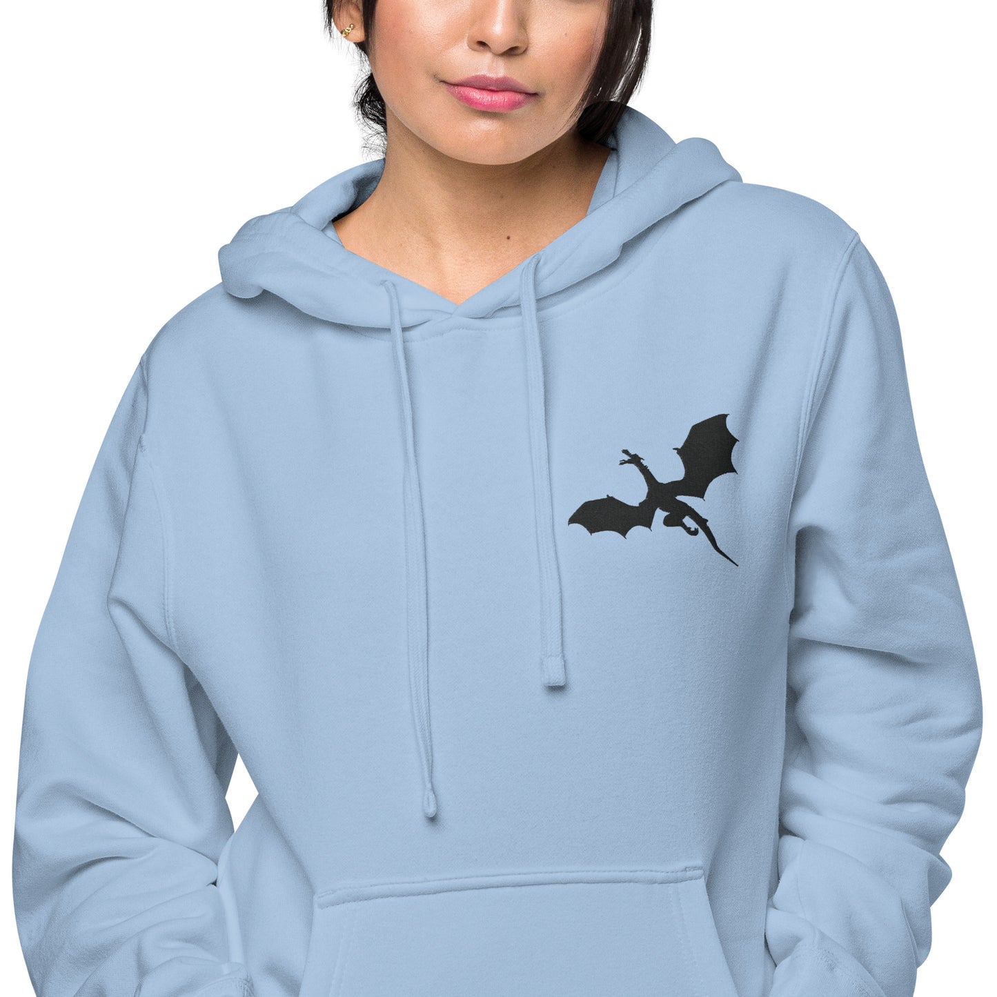 Unisex Embroidered Pigment Dyed Hoodie Dragon