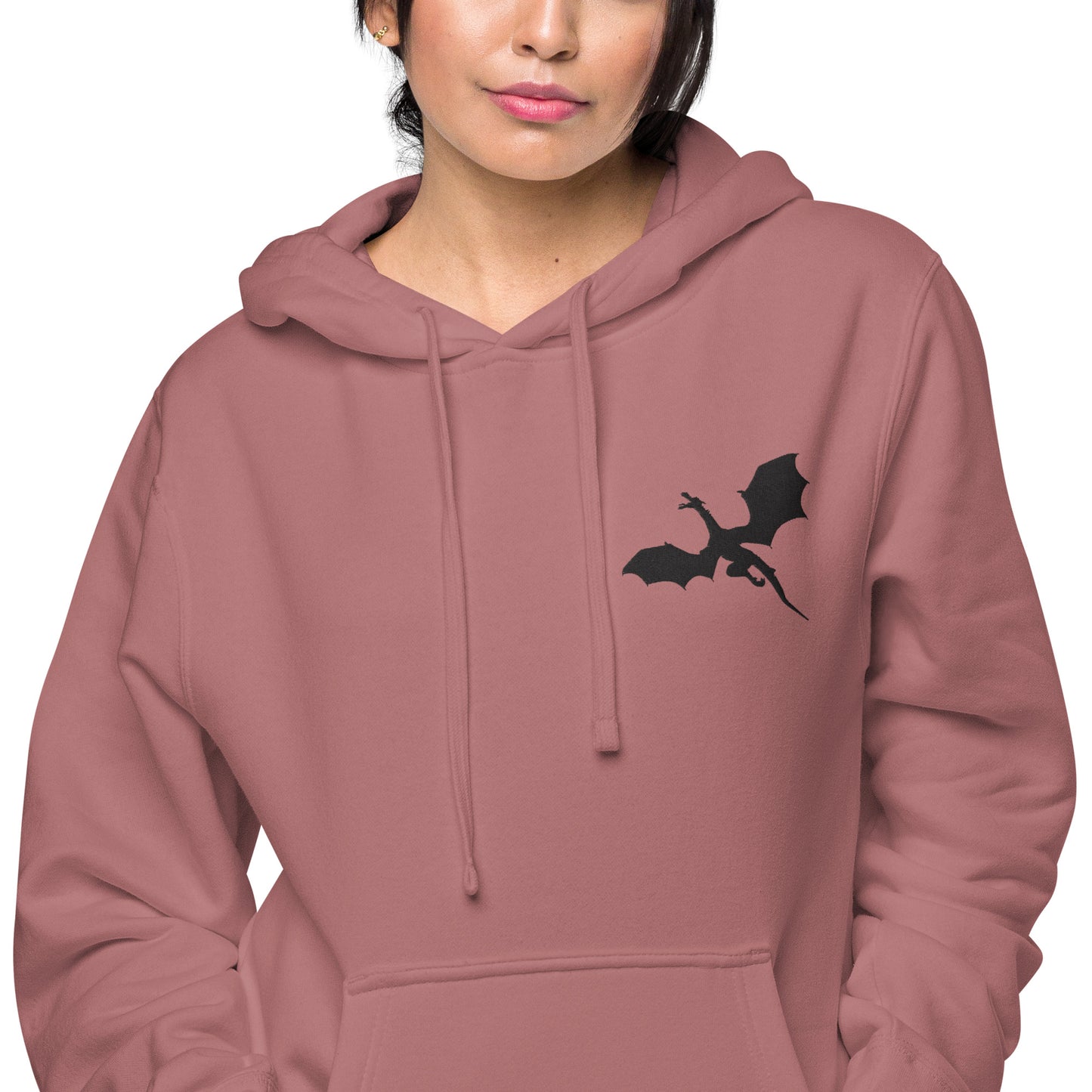 Unisex Embroidered Pigment Dyed Hoodie Dragon