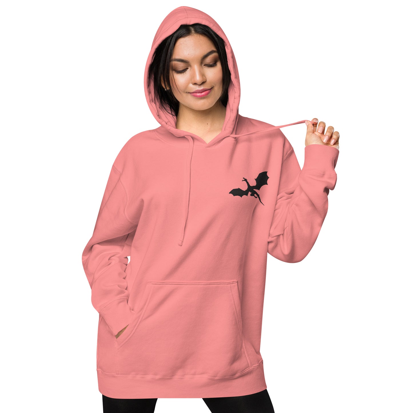 Unisex Embroidered Pigment Dyed Hoodie Dragon
