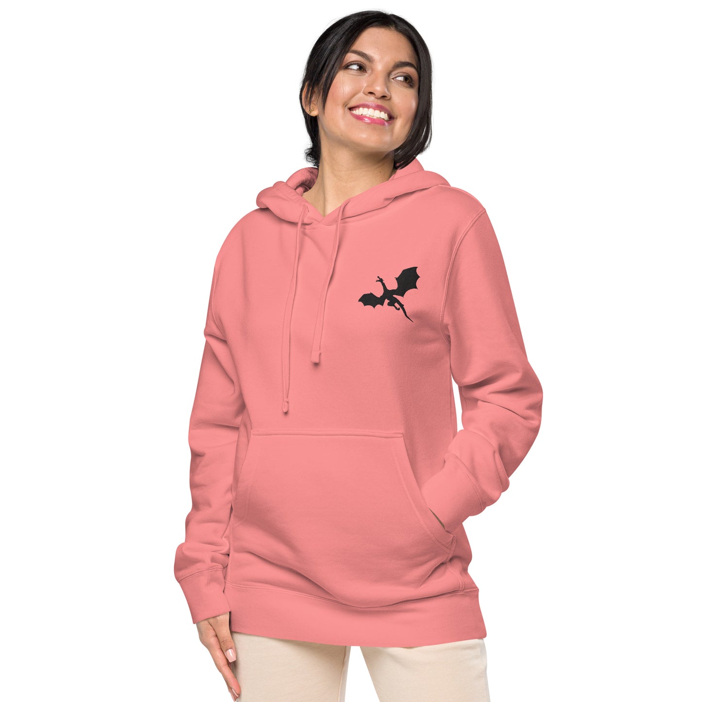 Unisex Embroidered Pigment Dyed Hoodie Dragon