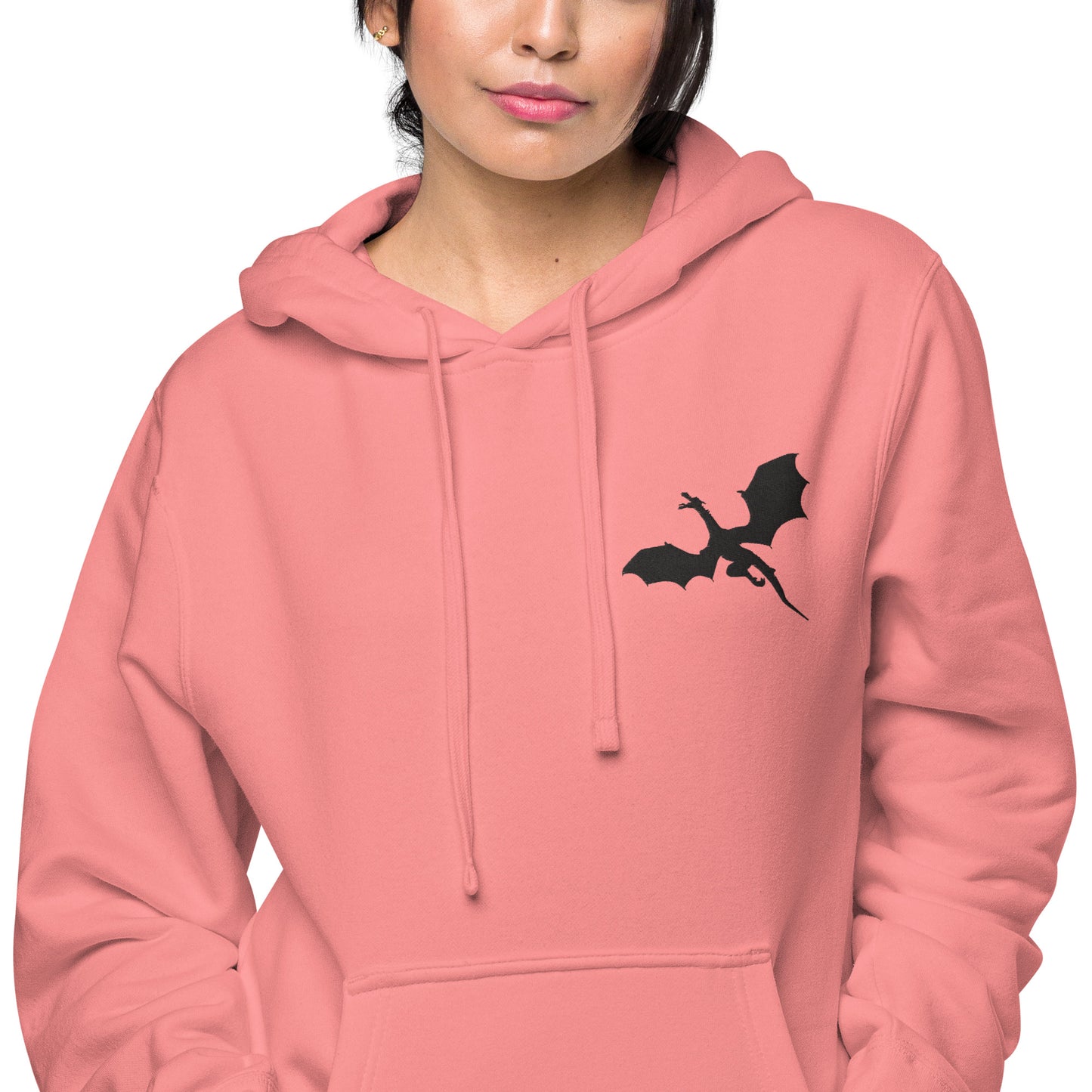Unisex Embroidered Pigment Dyed Hoodie Dragon