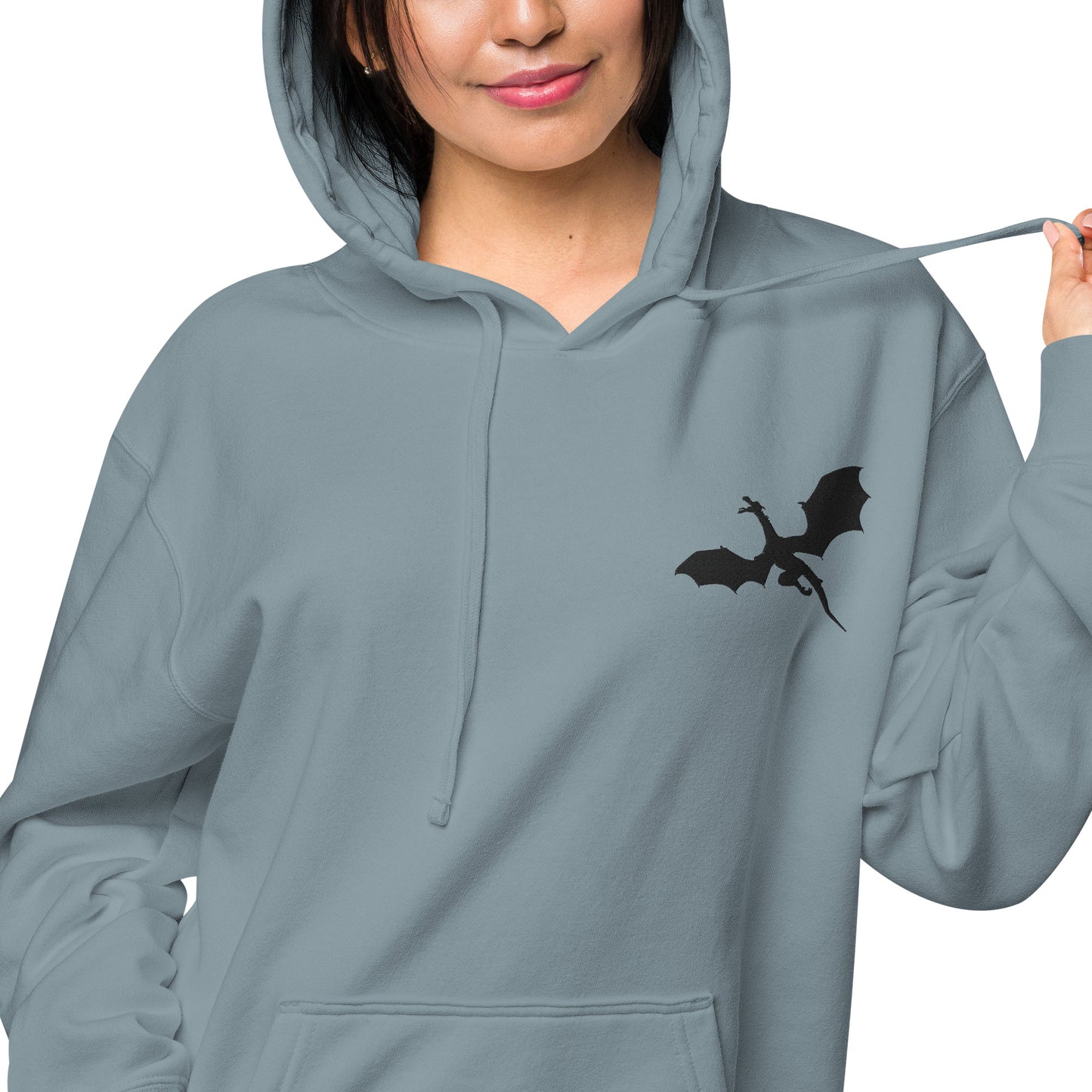 Unisex Embroidered Pigment Dyed Hoodie Dragon