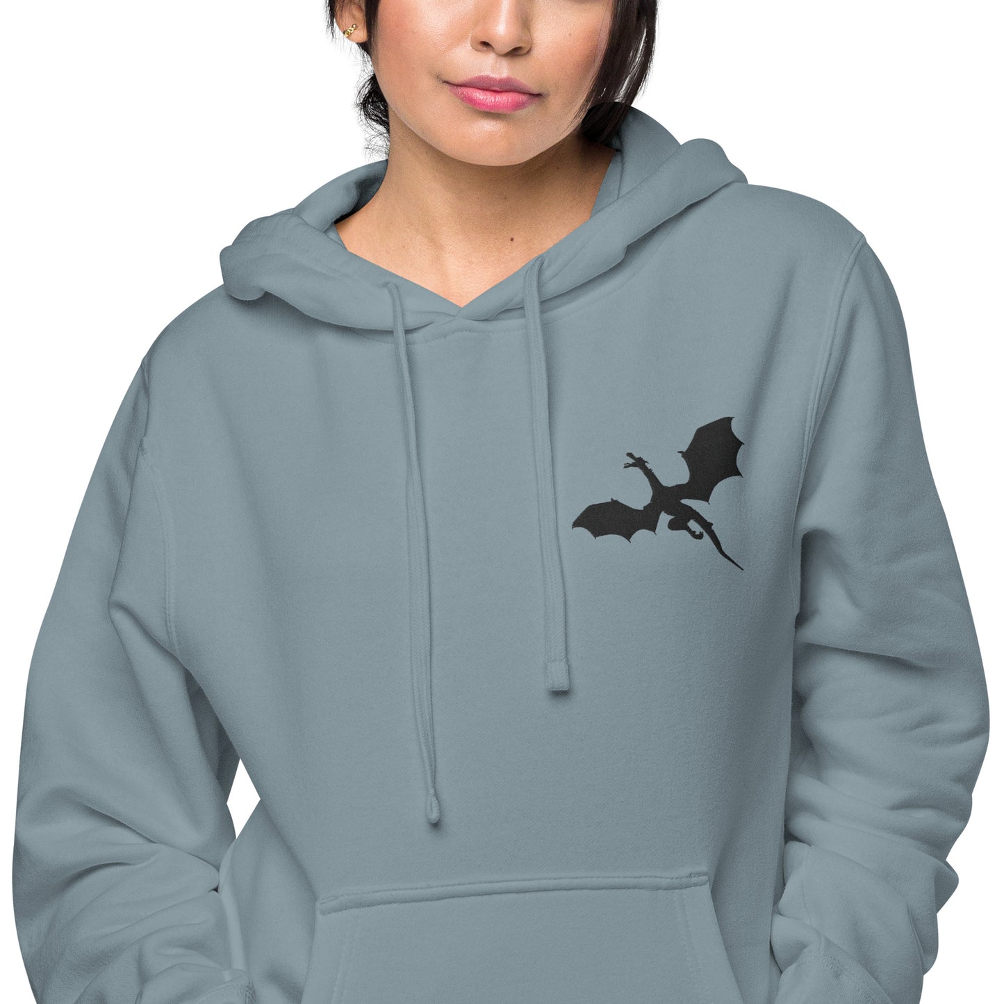 Unisex Embroidered Pigment Dyed Hoodie Dragon