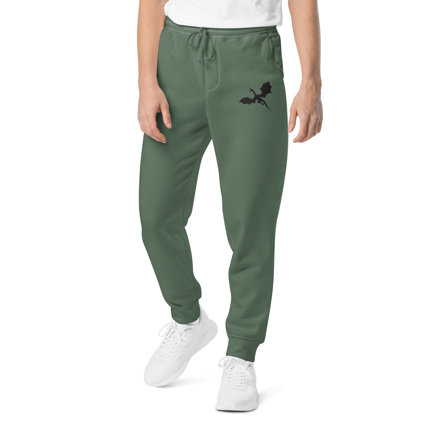 Unisex Embroidered Pigment Dyed Sweatpants Dragon