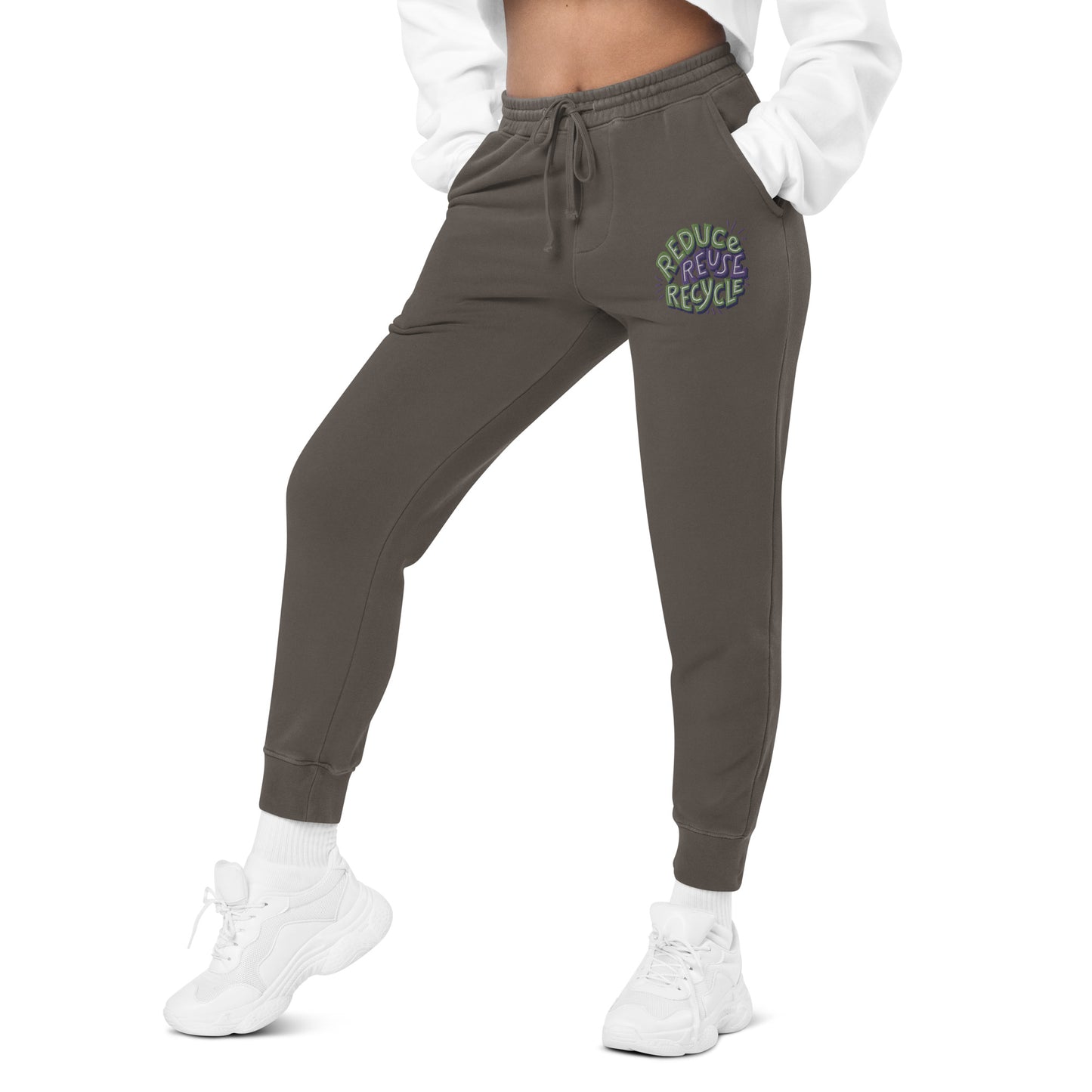 Unisex Embroidered Pigment Dyed Sweatpants Reduce Reuse Recycle