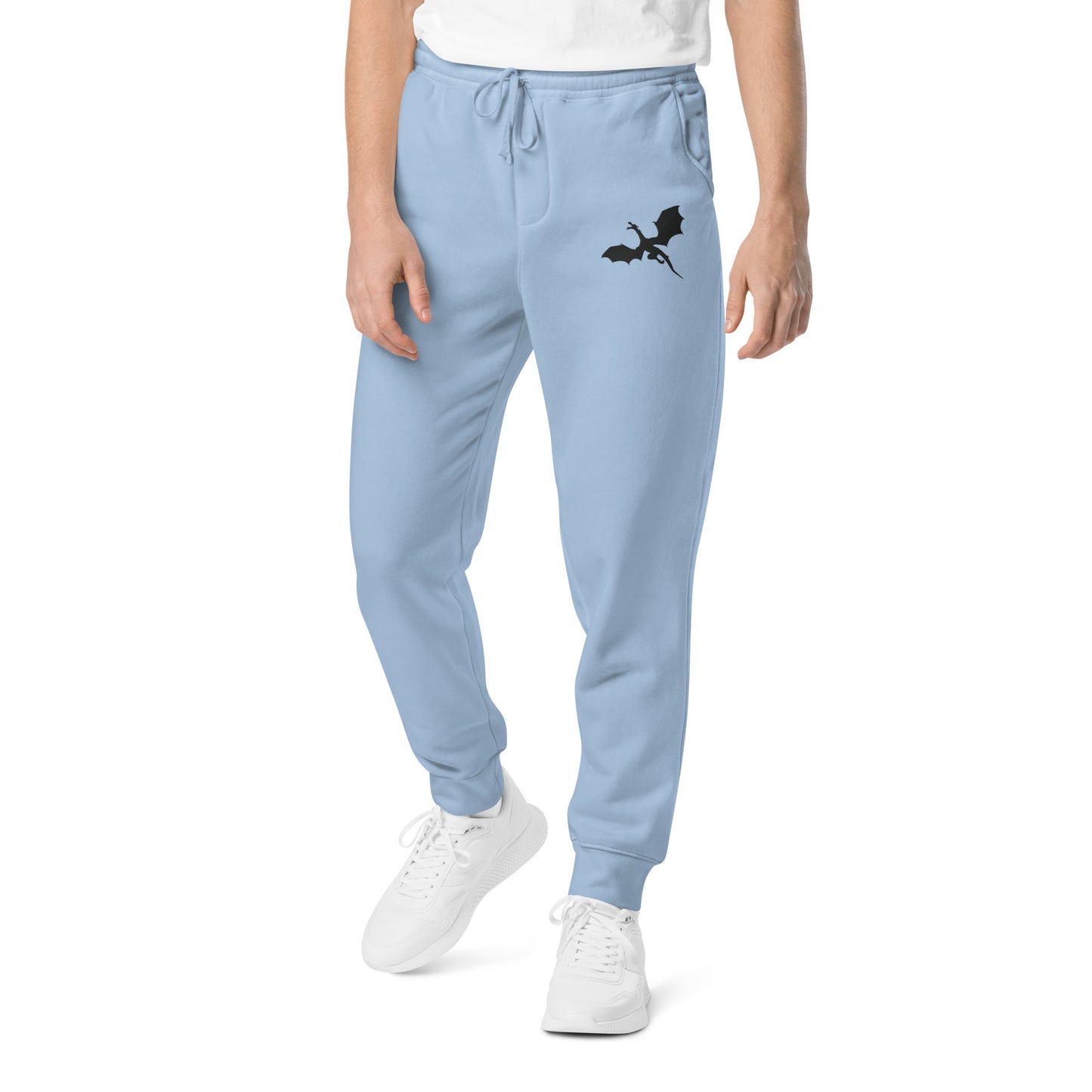 Unisex Embroidered Pigment Dyed Sweatpants Dragon