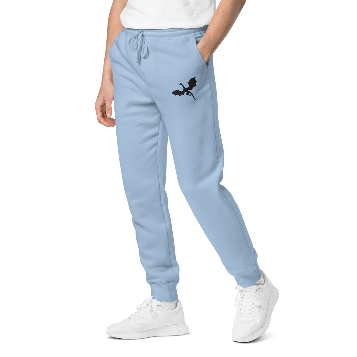 Unisex Embroidered Pigment Dyed Sweatpants Dragon