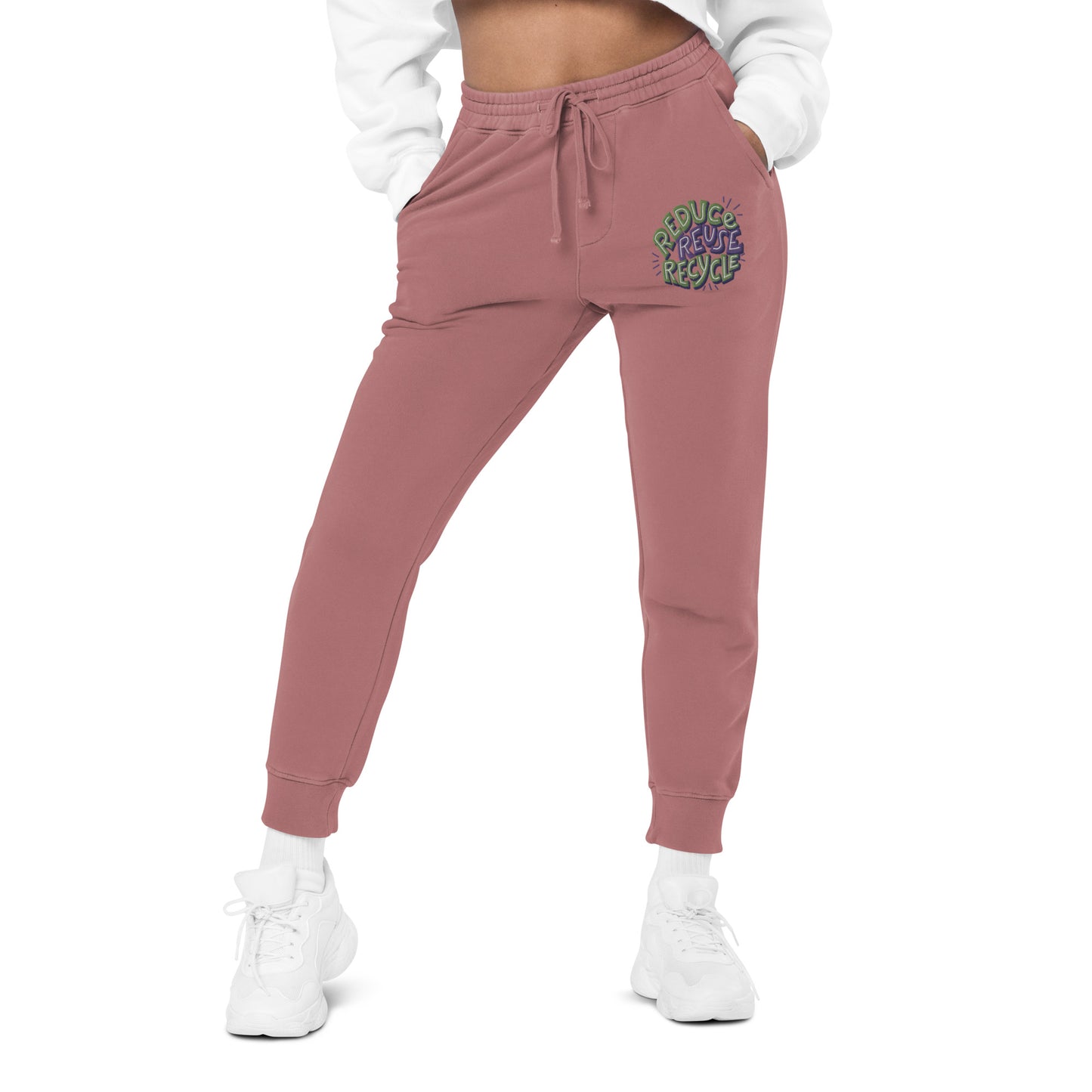 Unisex Embroidered Pigment Dyed Sweatpants Reduce Reuse Recycle
