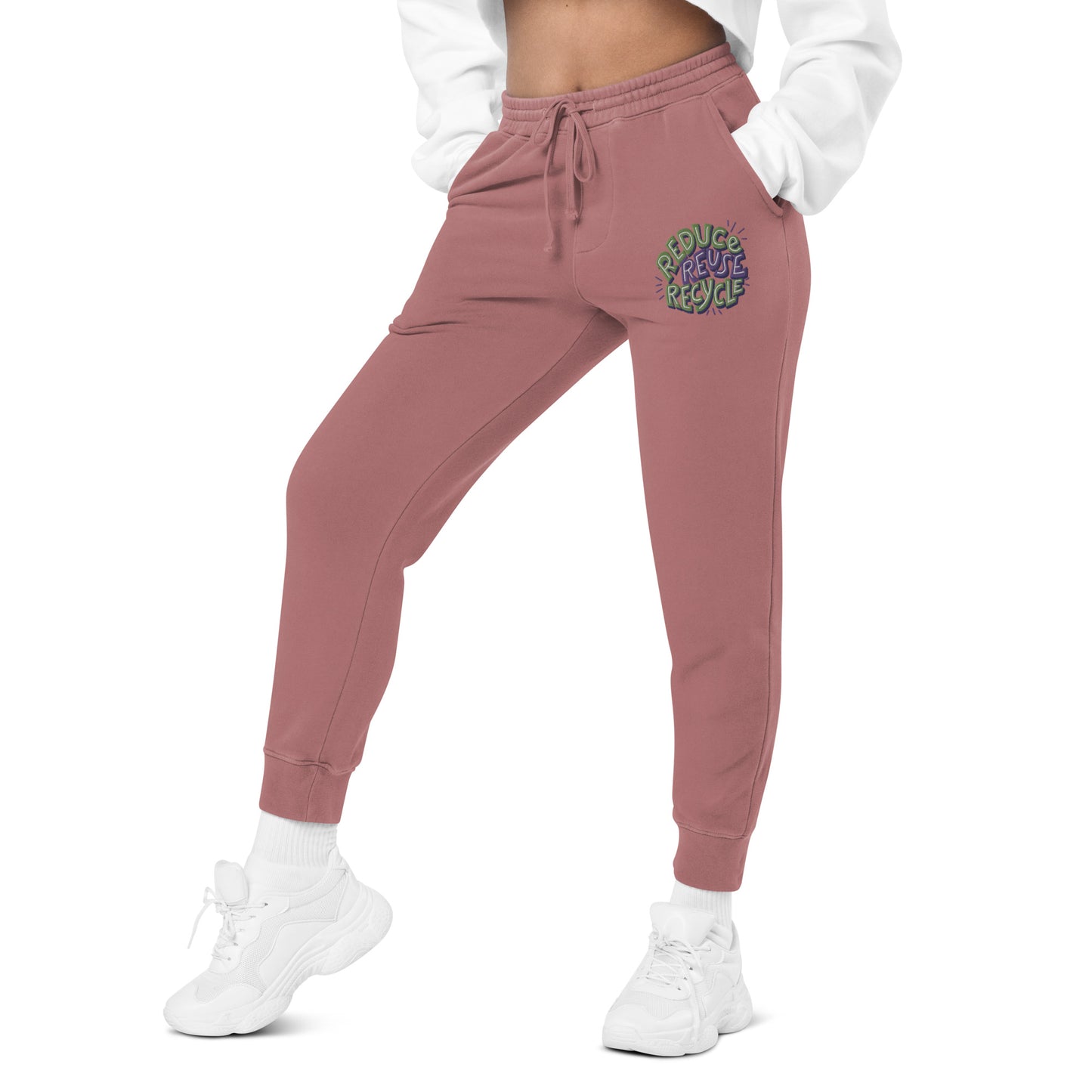 Unisex Embroidered Pigment Dyed Sweatpants Reduce Reuse Recycle