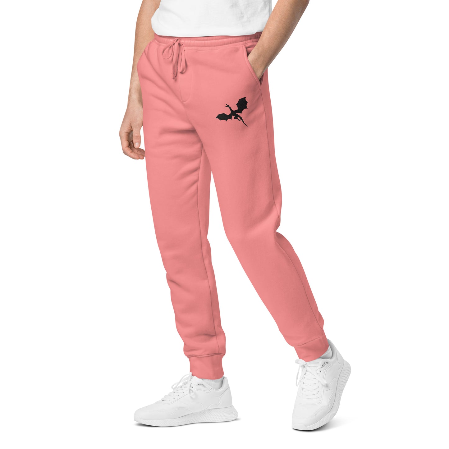 Unisex Embroidered Pigment Dyed Sweatpants Dragon