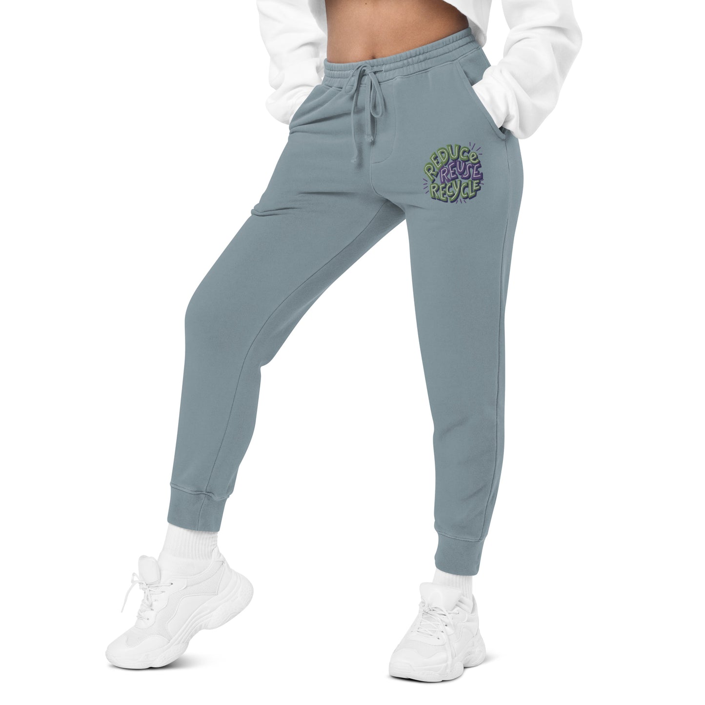 Unisex Embroidered Pigment Dyed Sweatpants Reduce Reuse Recycle
