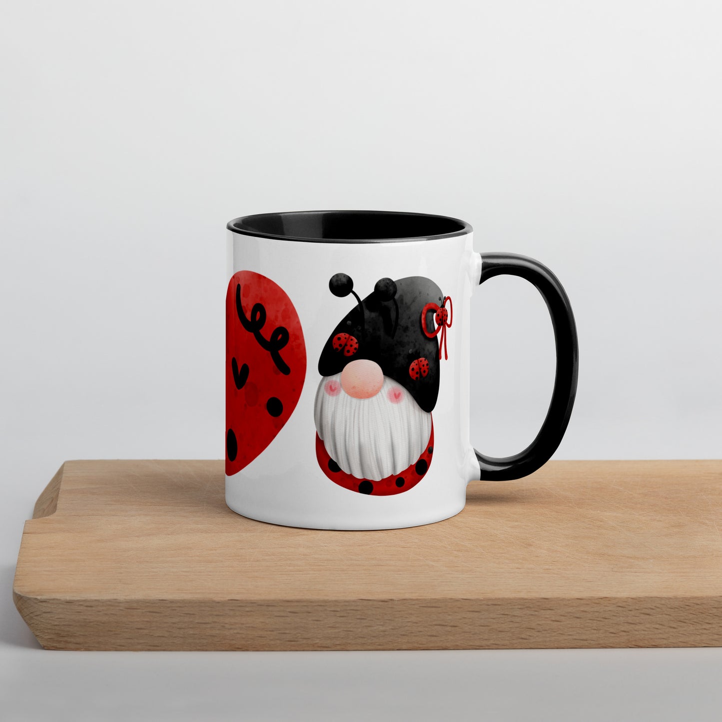 Cottagecore Mug with Colour Inside Gnome Ladybug Clipart