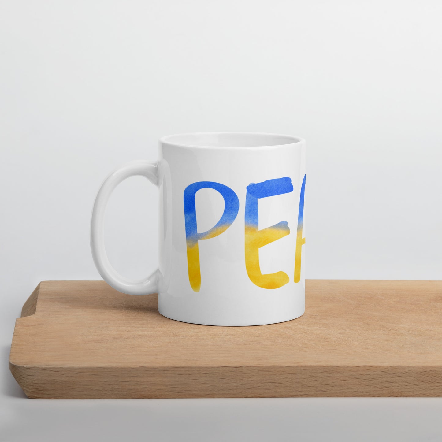 White Glossy Tea or Coffee Mug Peace
