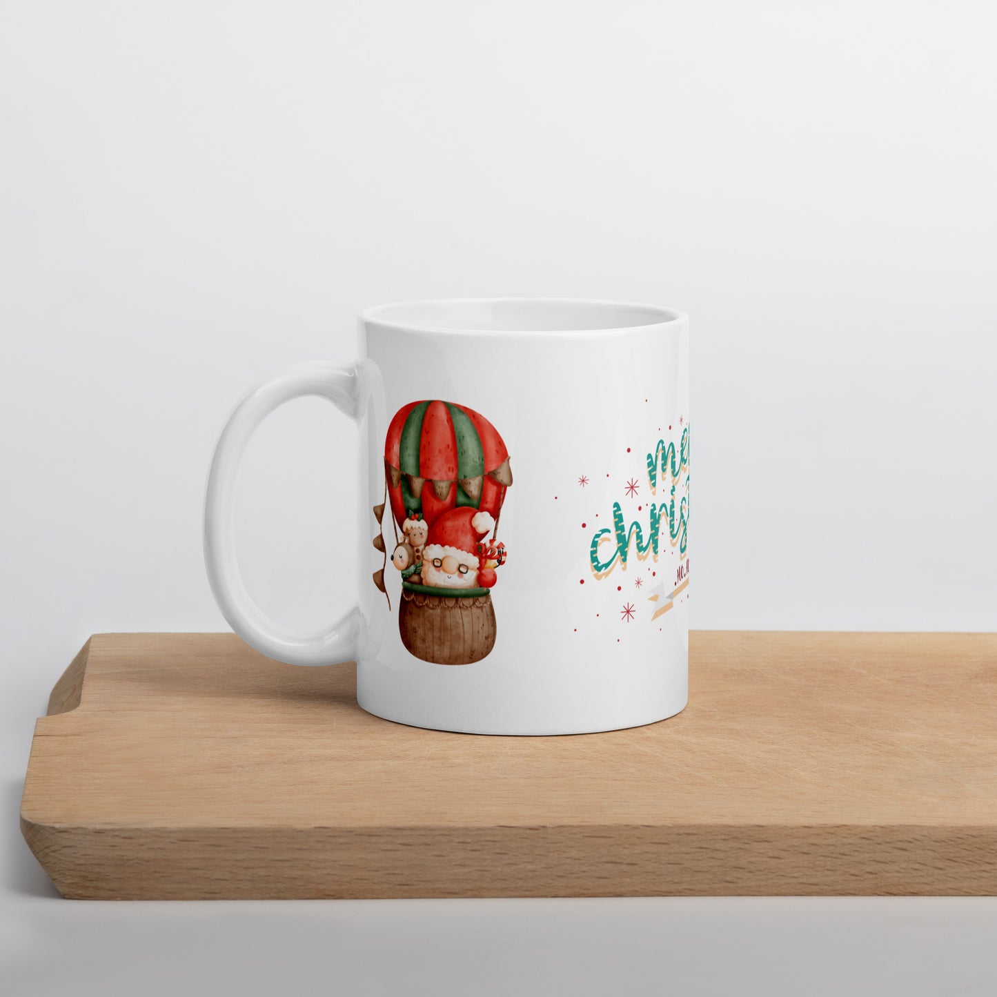 White Glossy Hot Chocolate, Coffee or Tea Mug Santa Gnome Merry Christmas