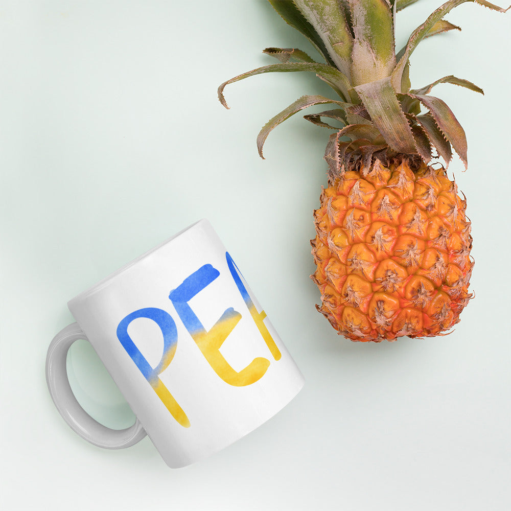 White Glossy Tea or Coffee Mug Peace