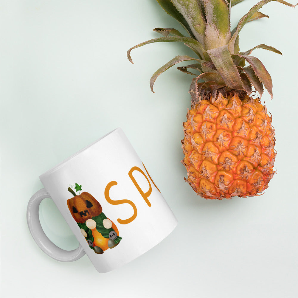 White Glossy Coffee, Tea or Hot Chocolate Mug Halloween Gnome Spooky