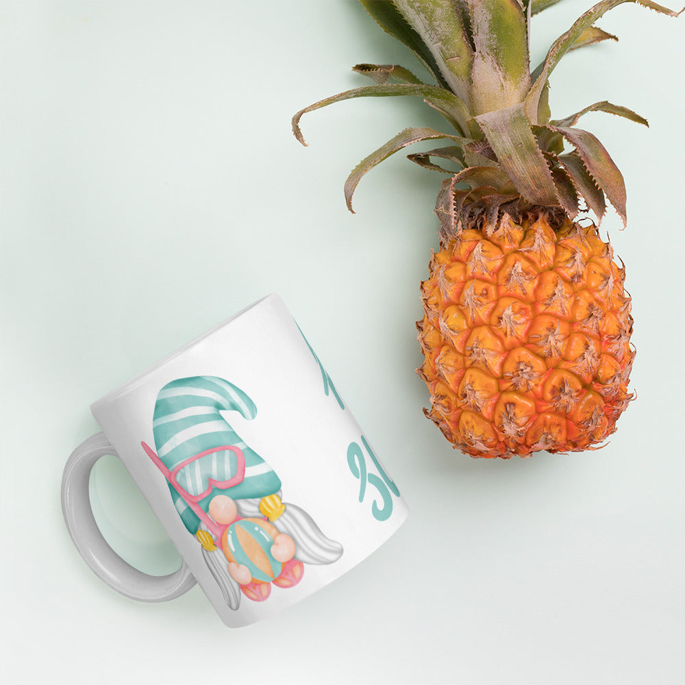 White Glossy Vacation Mug Summer Gnomes Clipart Beach