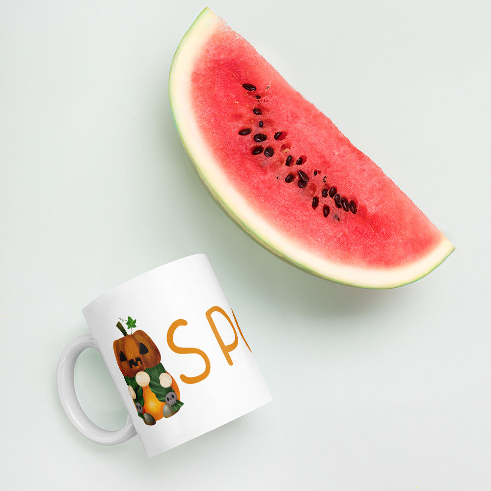 White Glossy Coffee, Tea or Hot Chocolate Mug Halloween Gnome Spooky