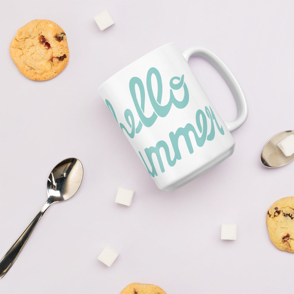 White Glossy Vacation Mug Summer Gnomes Clipart Beach