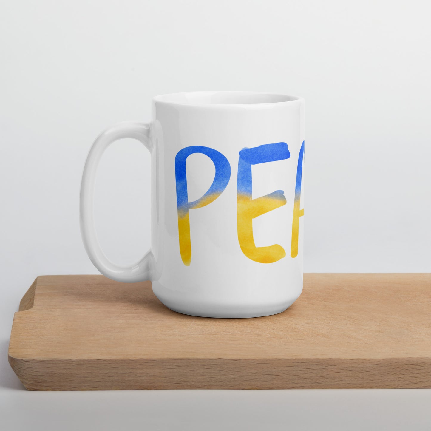 White Glossy Tea or Coffee Mug Peace