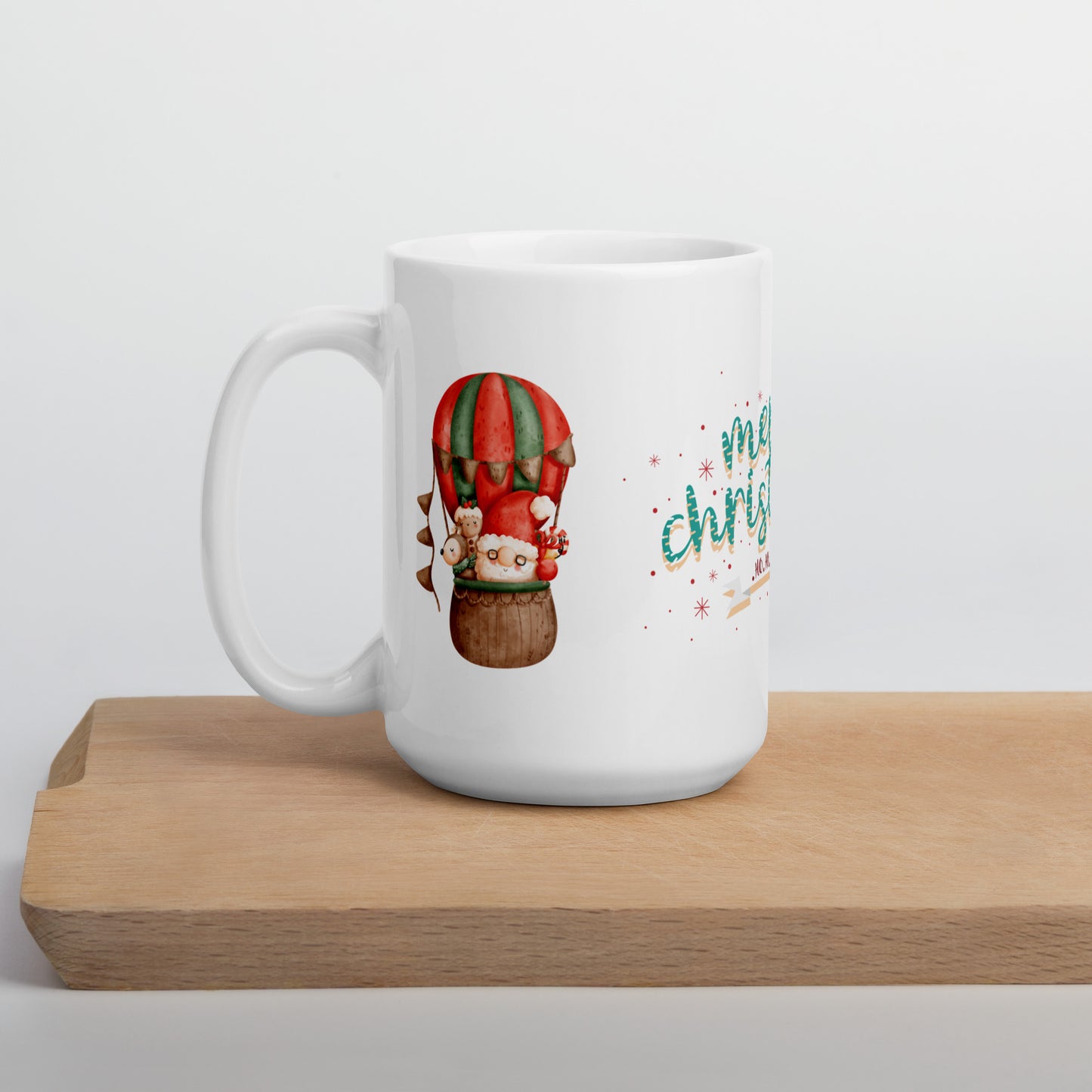 White Glossy Hot Chocolate, Coffee or Tea Mug Santa Gnome Merry Christmas