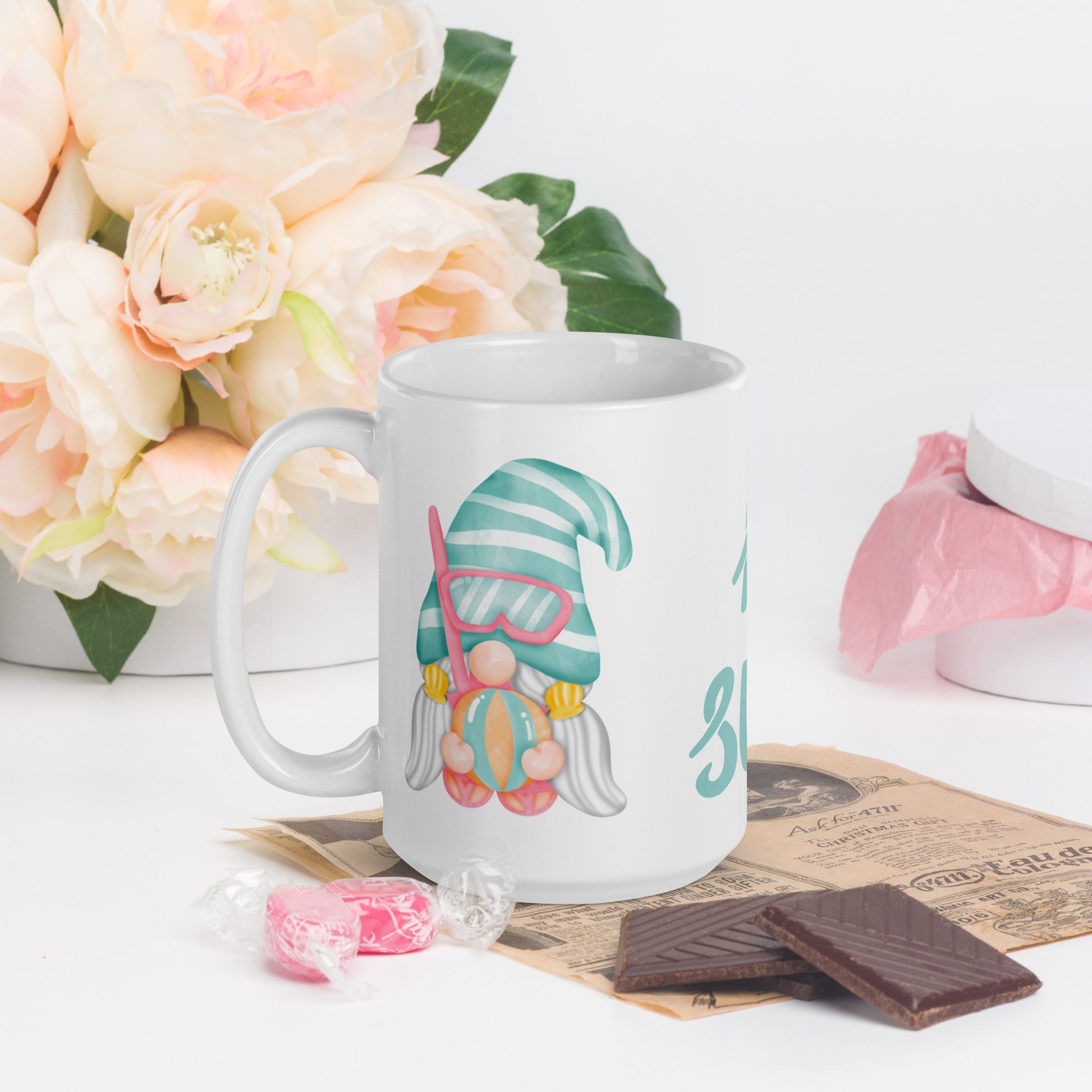 Beach Coffee Mug Summer Gnomes