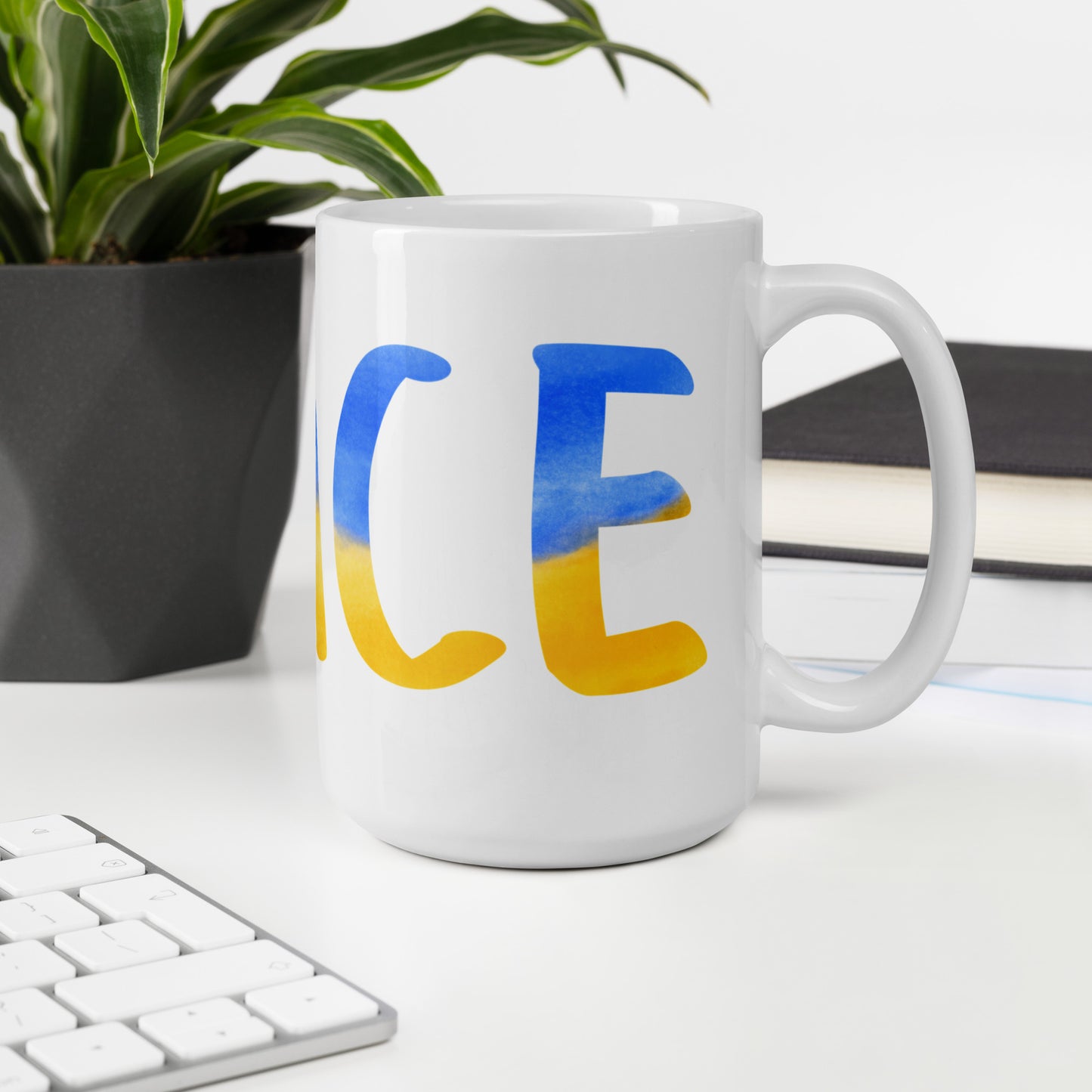 White Glossy Tea or Coffee Mug Peace